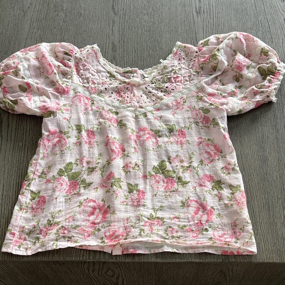 LoveShackFancy Pink Floral Woman’s Blouse